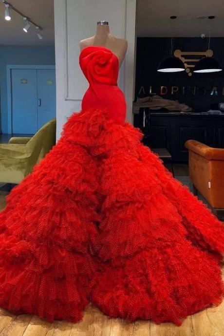 Elegant Long Prom Dress Red Sexy Evening Dress M3740