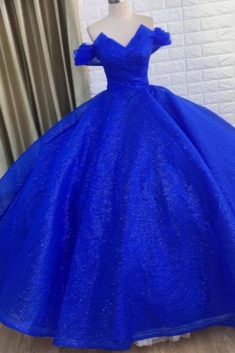 Off The Shoulder Royal Blue Prom Dresses Birthday Gown M3807