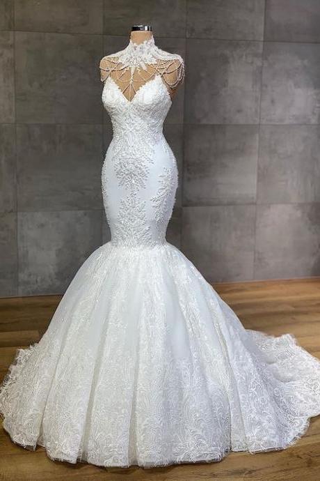 White Wedding Dress Long Prom Dress M3817