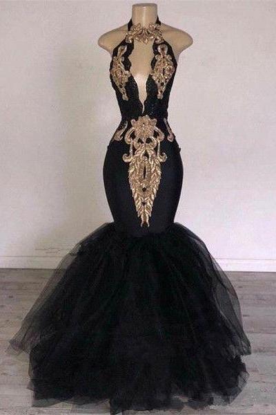 Black Long Prom Dress Mermaid Evening Dress M3820