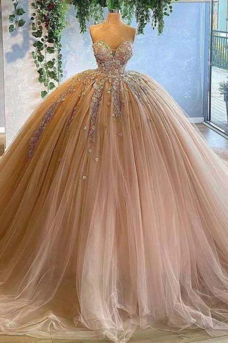 Sweetheart Neckline Prom Dress, Champagne Evening Dresses, Evening Dresses, 2022 Formal Dresses, Custom Make Evening Dresses M3836