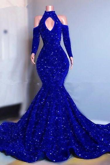 Blue Sequins Bridal Dress, Sequins Wedding Dress M3865