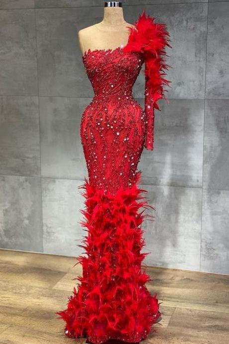 Red Long Prom Dress,unique Evening Dress M3878