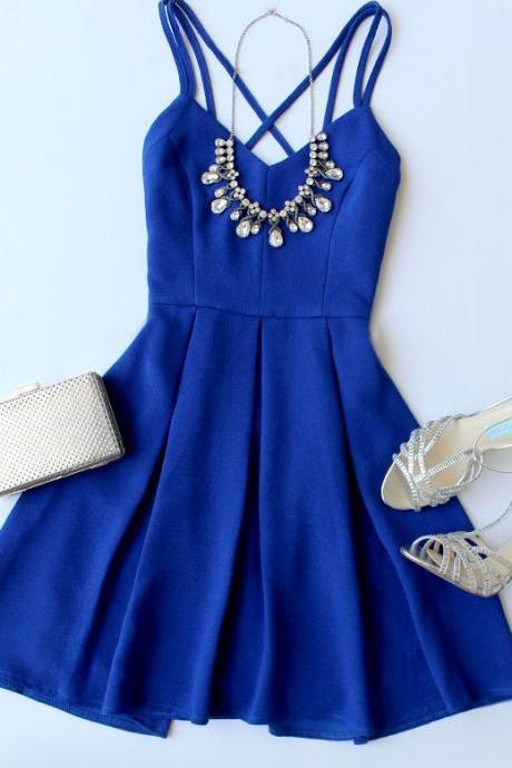Spaghetti Prom Dress,royal Blue Prom Dress,mini Prom Dress,fashion Homecomig Dress,sexy Party Dress, Style Evening Dress M3939
