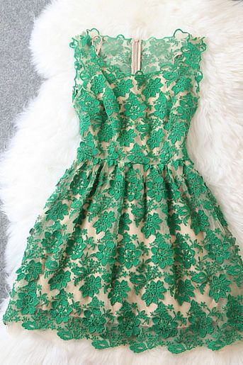 Nice Unique Soluble Flower Embroidered Dress M3945