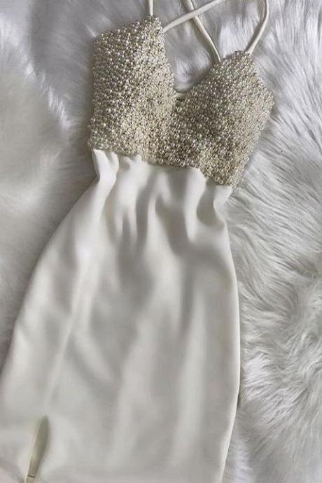 White Homecoming Dress,sexy Homecoming Dress,teens Homecoming Dress M3999