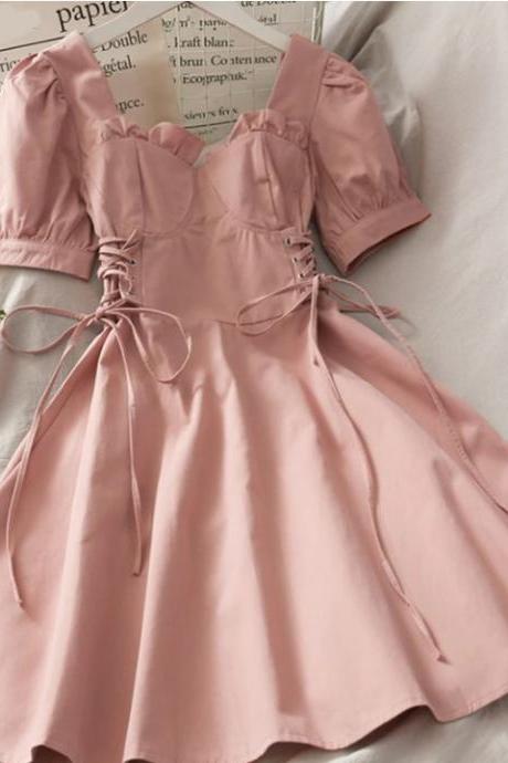 Vintage A Line Lace Up Casual Summer Dresses