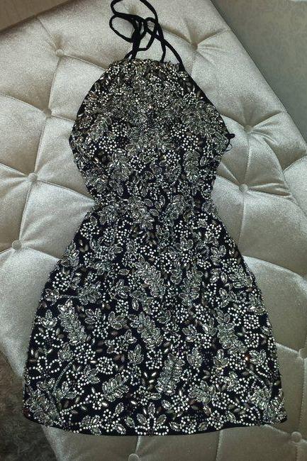 Black Prom Dress,beaded Prom Dress,fashion Homecoming Dress,sexy Party Dress,custom Made Evening Dress M4017
