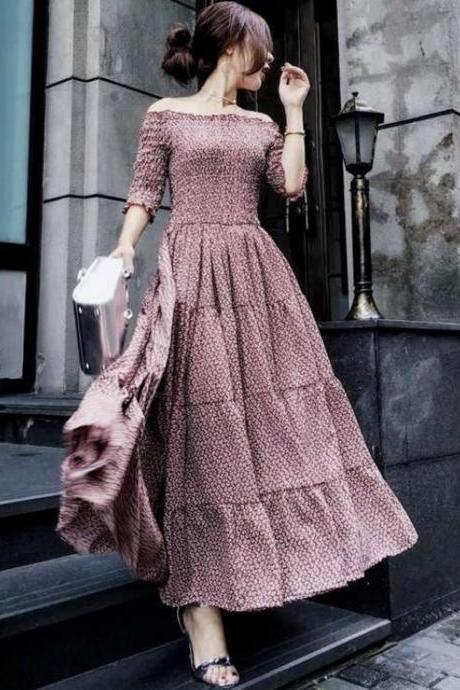 Stylish A Line Floral Dress Fashion Dress