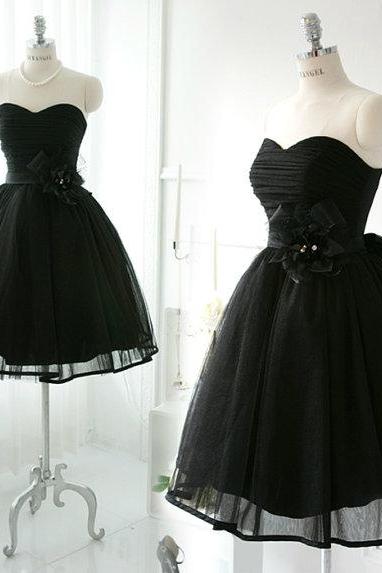 Graduation Dress, Ball Gown Sweetheart Black Short Prom Dresses Gowns, Formal Evening Dresses Gowns