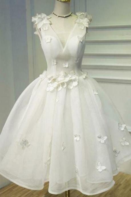 Details About Womens V Neck Elegant Butterfly Flowers Mini Ball Gown Wedding Bridesmaid Dress