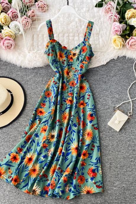 Floral Dress, Beach Dress, Seaside Holiday Long Dress