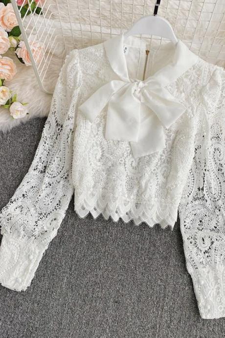White Hollow Lace Top
