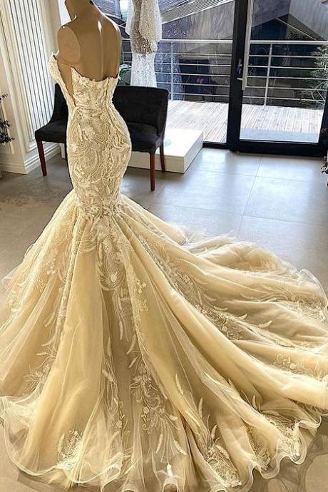 Charming Tulle Prom Dress, Long Wedding Dress Mermaid Evening Dress, Formal Dress