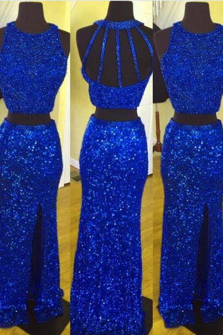Royal Blue Prom Dress,sequins Prom Dress,mermaid Prom Dress,two Piece Prom Dress,sparkly Dresses,prom Gowns