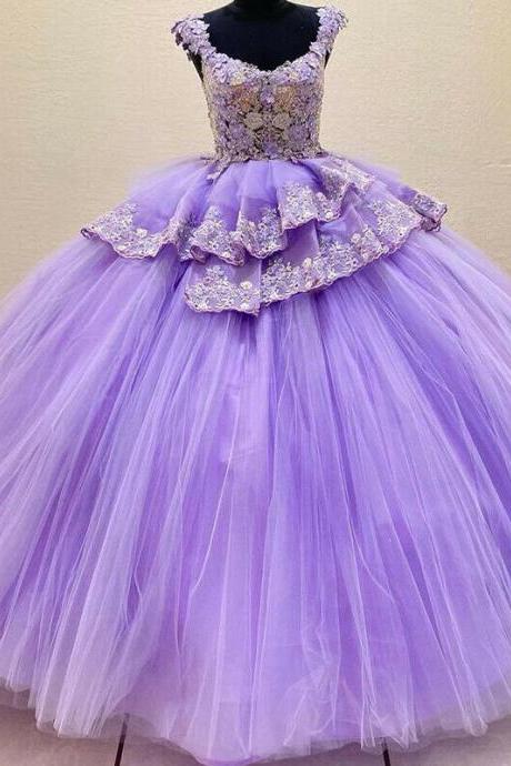 Purple Quinceanera Dresses Beading Lace Sweet 15 16 Gown Sweetheart Corset Back