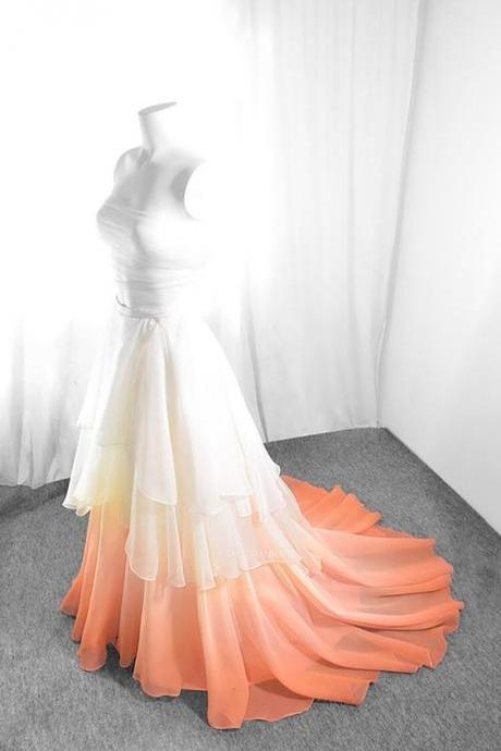 Strapless Chiffon Prom Dress ,uniuqe Prom Dress