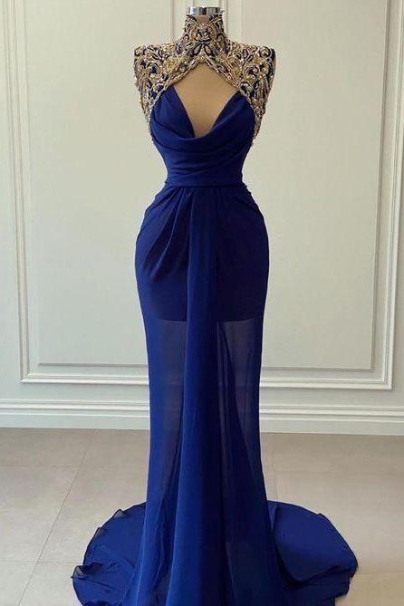 Blue Long Prom Dress Evening Dress