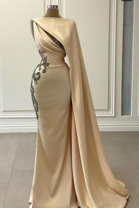 Champagne Long Prom Dresses Formal Evening Gowns