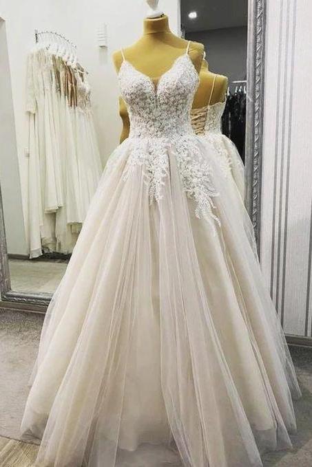 A Line Tulle Lace Prom Dress Evening Dress