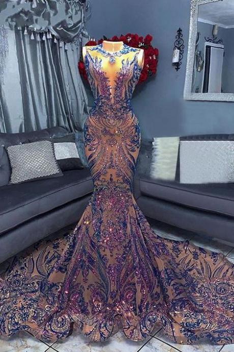 Sequin African Women Black Girls Gala Celebrity Prom Party Night Gowns