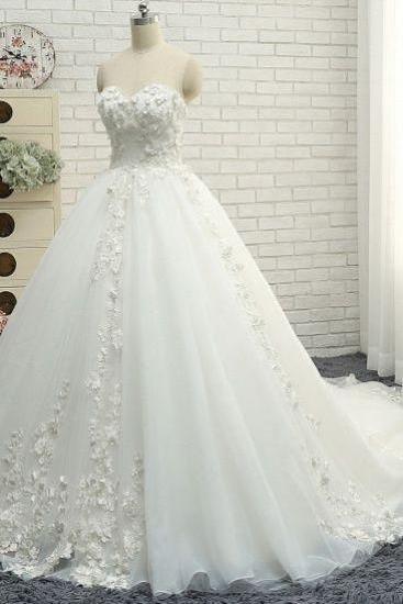 Gorgeous Sweatheart White Prom Dresses With Appliques