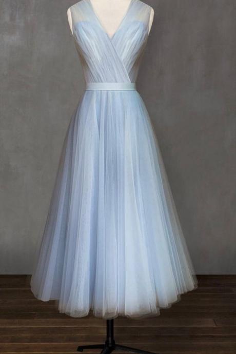 Light Blue Midi Prom Dress