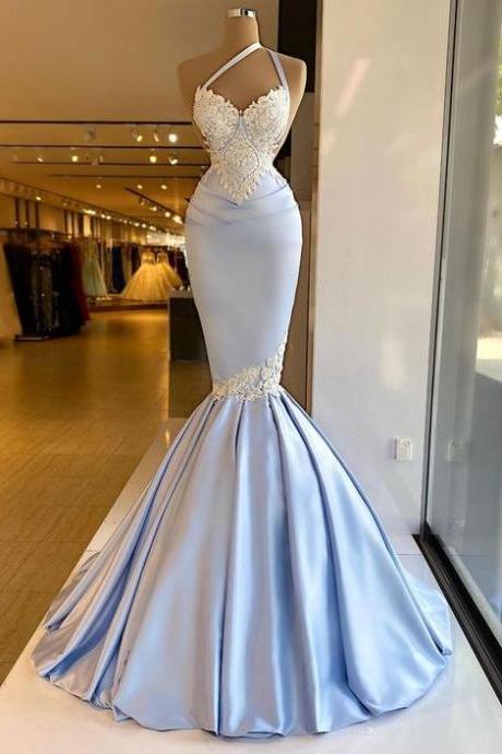 Blue Long Sexy Prom Dress Mermaid Evening Gown