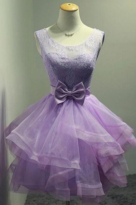 Aline Purple Homecoming Dresses Sheer Back Sleeveless Lace