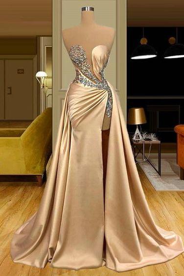Vintage Long Evening Gowns Beading Prom Dresses For Women
