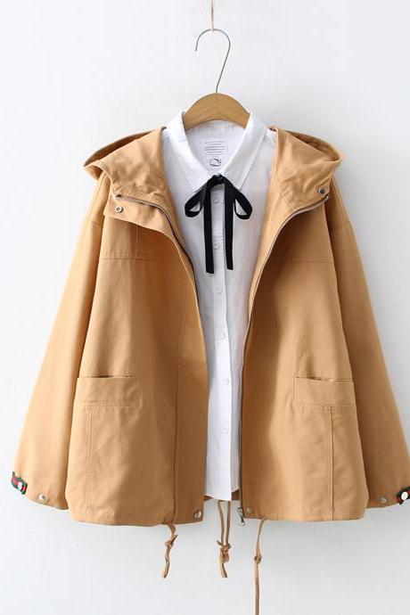 Simple hoodie long sleeve jacket