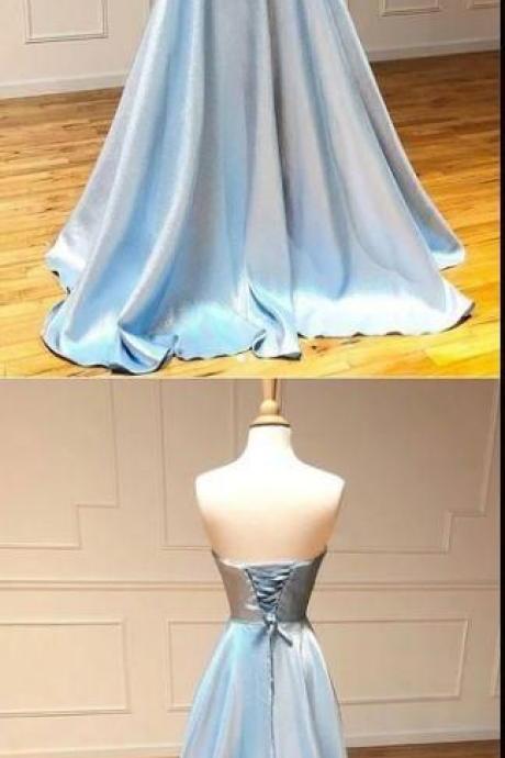 Simple Sweetheart Blue Long Prom Dress Blue Long Evening Dress