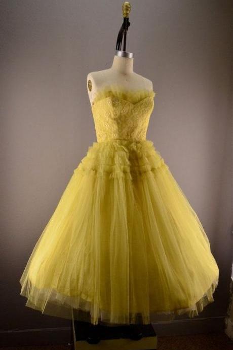 Vintage Homecoming Dresses, Yellow Prom Dress,Homecoming Dress, Cute Homecoming Gown, party dresses 