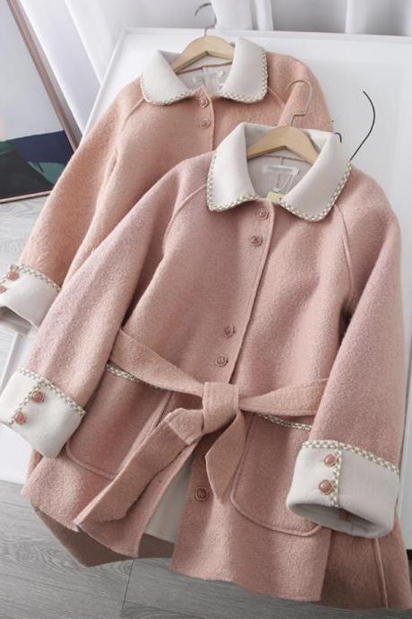 Cute cashmere jacket pink girlfriend jacket