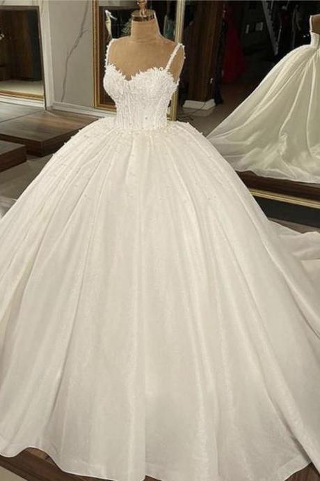 Lace Sweetheart Corset Wedding Dress Satin Ball Gown