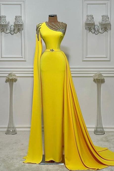 Long Yellow Prom Dresses Sexy Evening Gowns