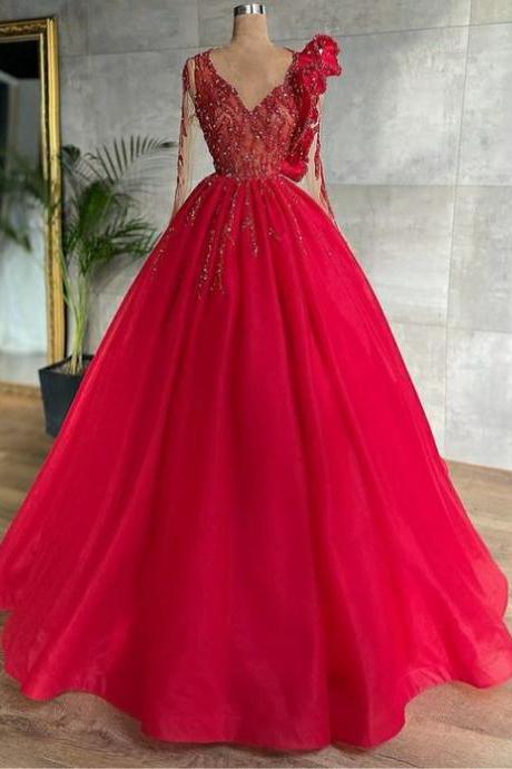 Red Arrive Long Evening Dress Prom Dress Party Gown