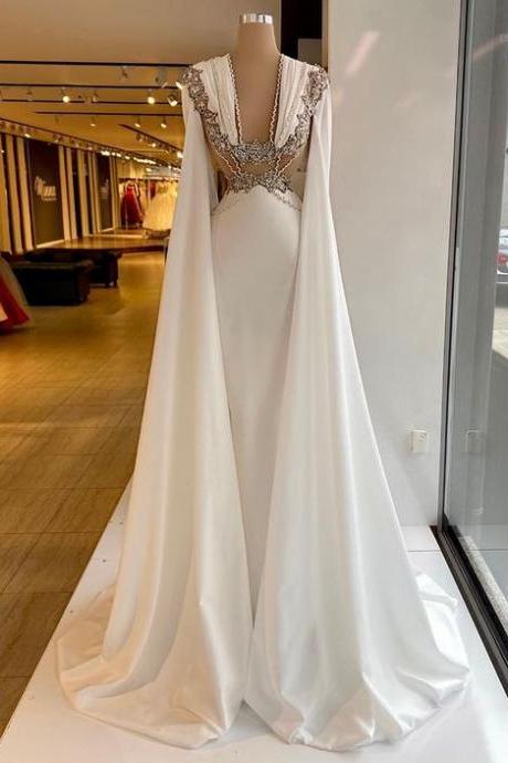 Long Prom Dresses, Unique Prom Dresses, Beaded Evening Dresses,wedding Gown