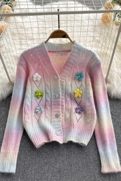 Cute gradient cardigan sweater