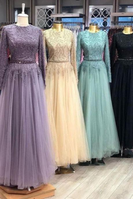 A line long tulle evening dress Prom Dress 