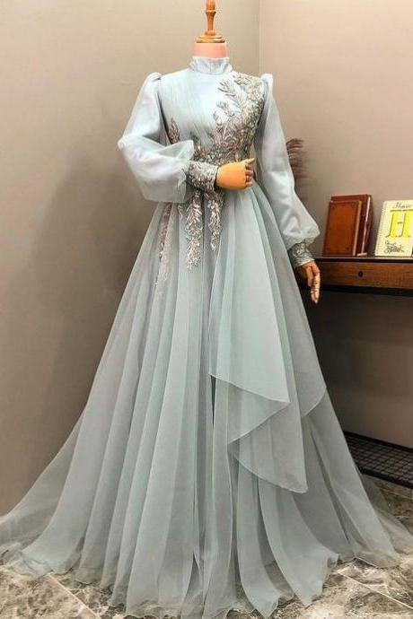  long sleeve prom gown evening dress 