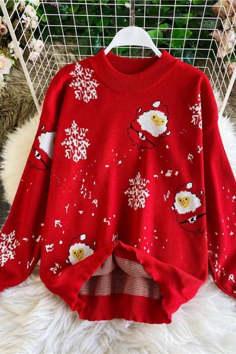 Cute round neck long sleeve sweater Christmas sweater