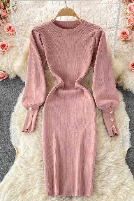 Stylish slim long-sleeved dress fashion sweater dress
