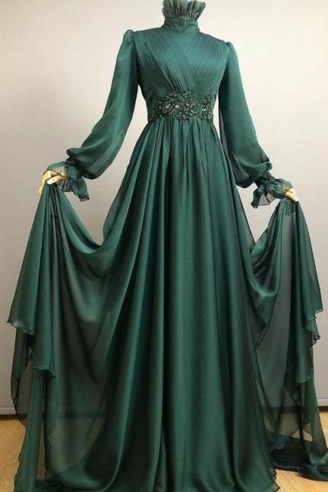 A-Line Green Long Prom Dress Evening Dress