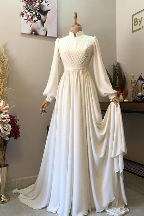 Long Sleeve High Neck Wedding Gown Long Sleeve Modest Wedding Dress