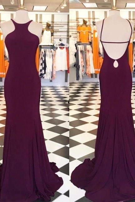 Prom Dresses, Simple Burgundy Long Prom Dress, Burgundy Evening Dress