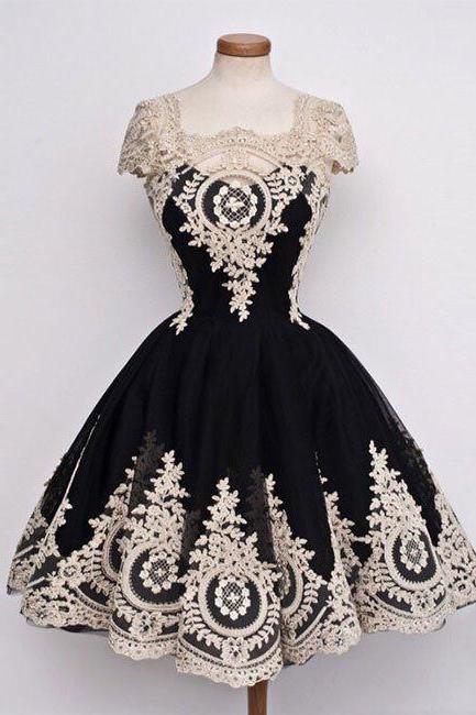 Homecoming Dresses,cute Ball Gown Tulle Lace Applique Short Prom Dress, Bridesmaid Dress