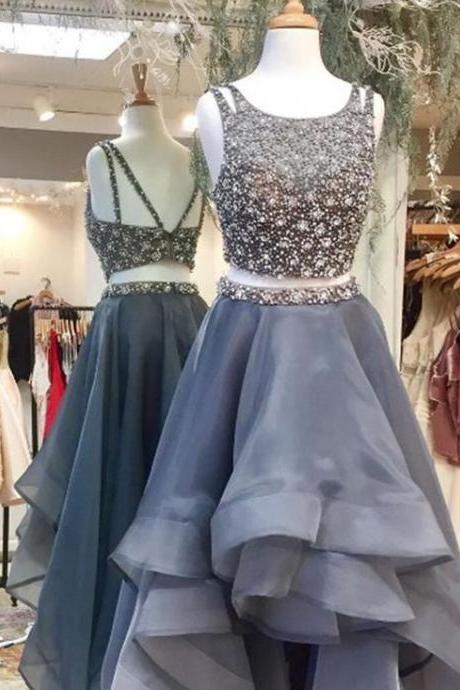 2017 Prom Dresses, Grey Prom Dress, Prom Dress With Beading, Open Back Prom Dress, Backless Prom Dresses,sexy Prom Dresses