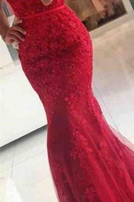 Sexy Prom Dress,red Prom Dresses, Long Mermaid Prom Dresses, Off Shoulder Prom Dresses,lace Prom Dresses