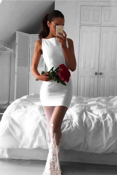 Elegant Mermaid Long White Illusion Prom Dress Evening Dress 2017 Prom Dress, Sexy Evening Dress